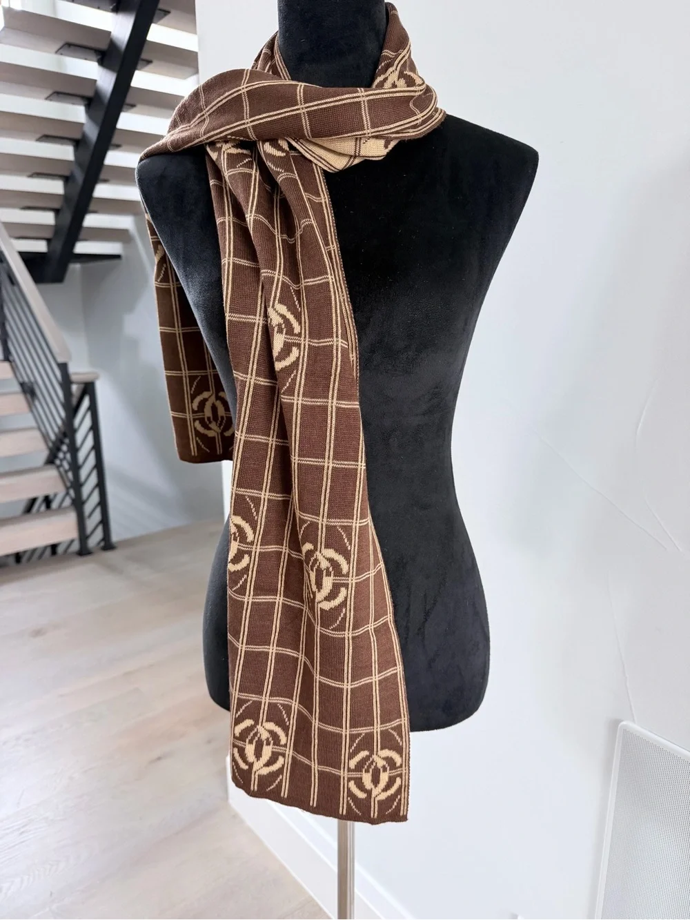 Brown Women's Fashion Scarf and a hat matching set